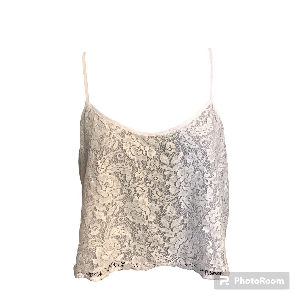 TOPSHOP Crop Lace Cami White